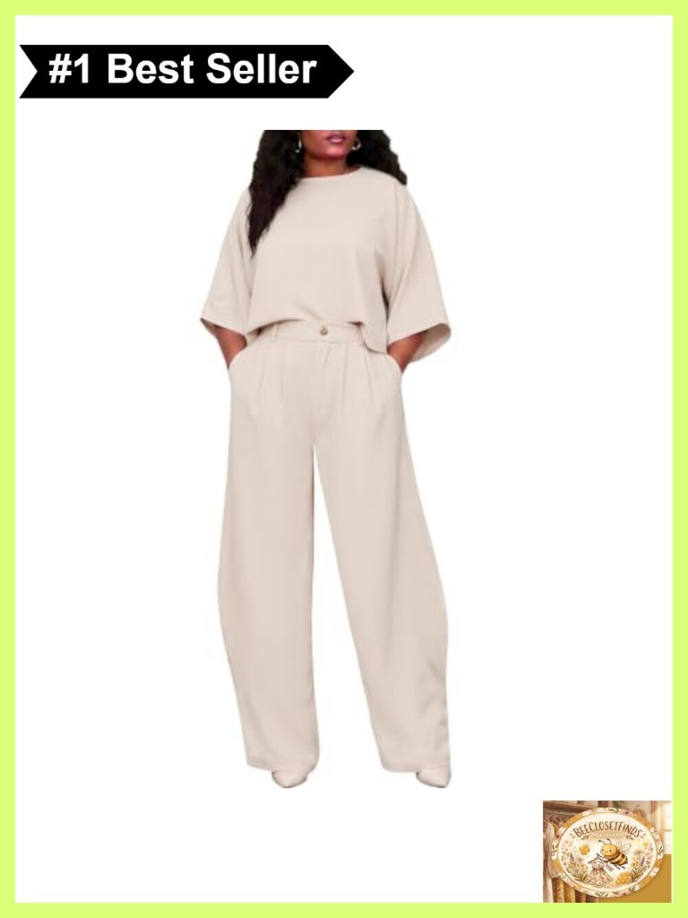 Women's 2 Piece Set Batwing Sleeve Top Wide Leg Pants Relaxed Fit